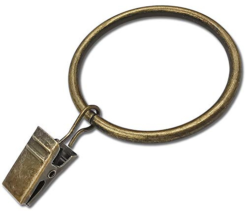 WeeksEight Confezione da 20 anelli per tende in bronzo con clip, ganci per tende, ganci per appendere tende, fiocchi, cappelli, anelli per tendaggi, 4,5 cm, adatti per aste per tende fino a 3,8 cm di