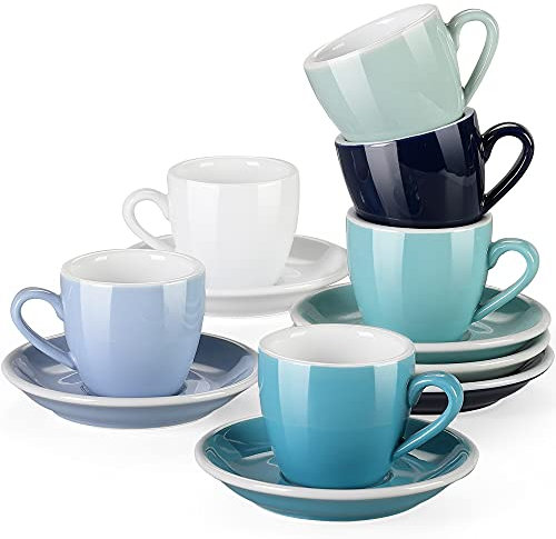 LOVECASA, Serie Sweet, Espresso-Kaffeeservice aus Porzellan für 6 Personen, Tasse 80 ml + Untertasse