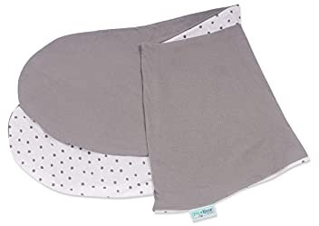 pic Bear Ersatzbezug für Stillkissen - hochwertige anschmiegsame Jersey Baumwolle für Lagerungskissen - Seitenschläferkissen - 194 cm Premium - Punkte Grau - Uni Metall
