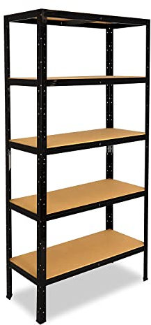 shelfplaza® 180x50x40cm Black Étagère Charge Lourde/Meuble Etagere Noir Metal avec 5 Niveaux/capacité Charge 175kg / Meuble Etagere Metal Noir comme étagère Rangement ou étagère Garage