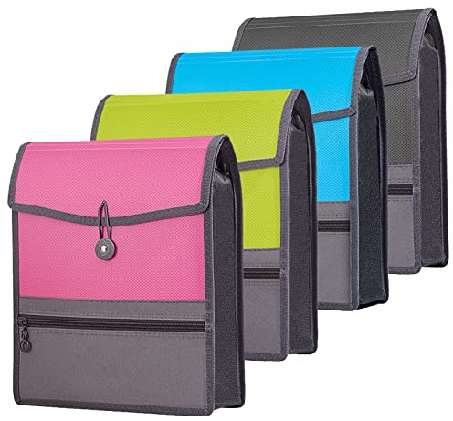 Cartella portadocumenti espandibile, in plastica di alta qualità, 8,3 cm, formato A4, per casa, scuola, ufficio, organizzazione, confezione da 4
