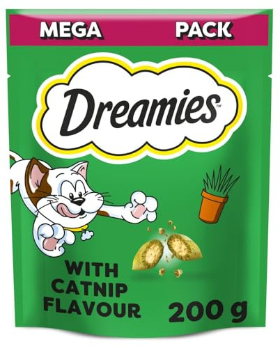 Dreamies Mega Pack Cat Treats, Tasty Snacks with Delicious Catnip, 6 Pouches of 200 g