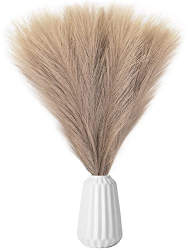 Colexy Künstliche Pampasgras 5 Stück 45cm Flauschig Faux Pampasgrass Boho Künstliches Pampasgras kunstblumen Deko Blumenarrangement Vasenfüllungen für Zuhause, Wohnzimmer, Hochzeit (braun)
