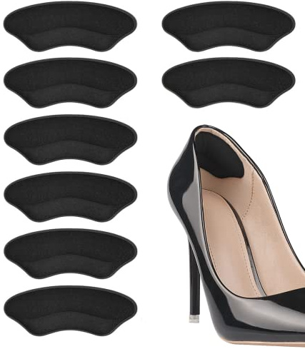 Talonnettes pour chaussures trop grandes, inserts pour femmes, poignées de talon pour homme et femme, doublures de coussin de protection pour chaussures ampoules, rembourrage confortable (noir, 4