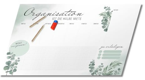 PRIMUS PRINT - Eukalyptus Schreibtischunterlage Papier - DIN A2 Unterlage Schreibtisch - Abreißblock - 80g Dickes Naturpapier - Stabiler Papprücken - 25 Blatt - [ Motiv: Eukalyptus ohne Fußleiste ]