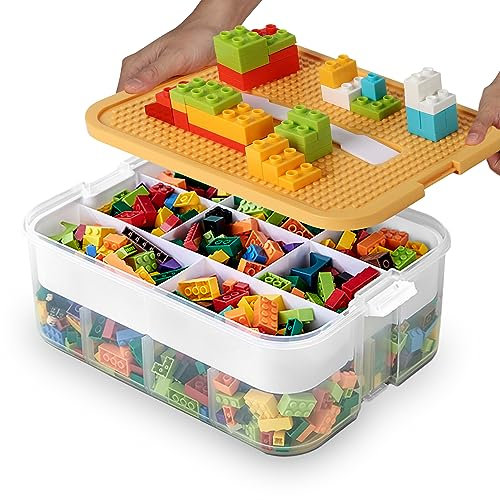 WillingHeart Aufbewahrungsboxen fur Lego Aufbewahrung Box mit Deckel Stapelbar Steine Sortierboxen Spielzeug Kleinteile Kiste Bausteine Behälter Transparent Organizer Kinder Spielzeugkiste