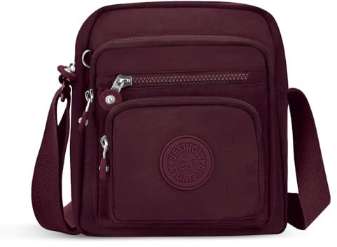 NEWIROVE Umhängetasche Damen Mittelgroß Nylon Wasserdicht Crossbody Bag Leichte Schultertasche Damen Handtaschen Mit Vielen Fächern Sportlich Umhängetasche Für Einkaufen, Reisen, Schule, Reisen,Rot