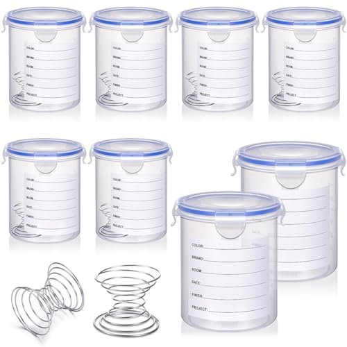 Rordigo 8 Sets Paint Container Set with Stainless Steel Mixing Ball Paint Pots with Lids Paint Storage Container Kit (800ml)