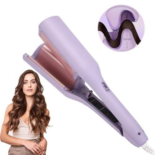 ZOYDP Beach Waves Lockenstab, 32mm Welleneisen für Haare, Mermaid Hair Waver mit 4 Einstellbarer Temperatur, Welleneisen Große Wellen Schnelle Heizung für Lange/Kurze Haare