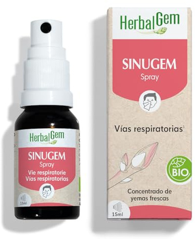 HERBALGEM - Sinugem - Spray Vías Respiratorias Bio - Descongestiona Nariz, Senos y Oídos - Yemas de Carpe, Aliso, Rosal y Grosella Negra - 15 ml