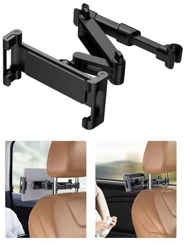 Tablet Halterung Auto Kopfstütze Ausziehbar Tablethalterungen Auto, Auto Tablet Halterung Tablet Autohalterung 360° Drehung Kompatibilität für iPad/Samsung Tabs/Kindle/Switch 4,7-12.9 Zoll Geräte