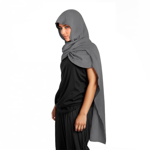 seewavom Mittelalterlicher Umhang, Schal, Kapuzenschal, Leinenschal, Kapuzenschal, GRAU, Einheitsgröße