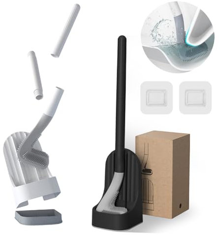 Scopino WC 2 Pezzi - Scovolino Bagno Silicone Per Toilette e Ospiti (Bianco e Nero)