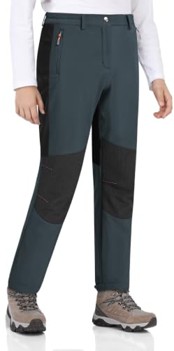 Zoofly Pantalones Nieve niño Pantalón Invierno Niño Pantalon Termico Impermeable Niña Forrado Softshell Niño Termicos Pantalon Trekking Niña Gris+Negro 146-152