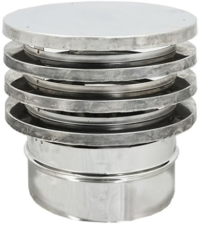 ALLINOX Terminale ZARA Antivento e Antipioggia In ACCIAIO INOX Comignolo Canna Fumaria Per Camino Con Base Tonda Stufa a Legna o Pellet INNESTO MASCHIO (DN 180)