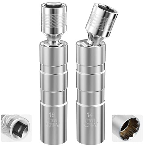 Maxentico Chiave Candela 14mm e 16mm, 2 Pezzi Chiave per Candele Auto, Universale Magnetica Chiavi Candelette, Set Chiavi per Candele Auto, Chiave Smonta per Rimuovere Candela Strumento di Rimozione