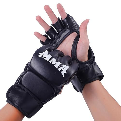 BSLVWG Boxsack Boxhandschuhe Muay Thai Karate Handschuhe Für Männer Frauen Boxhandschuhe MMA Körper Kampf Taekwondo Training Kampfkunst Kampf Greifen UFC Käfig Kämpfen (Schwarz-1)