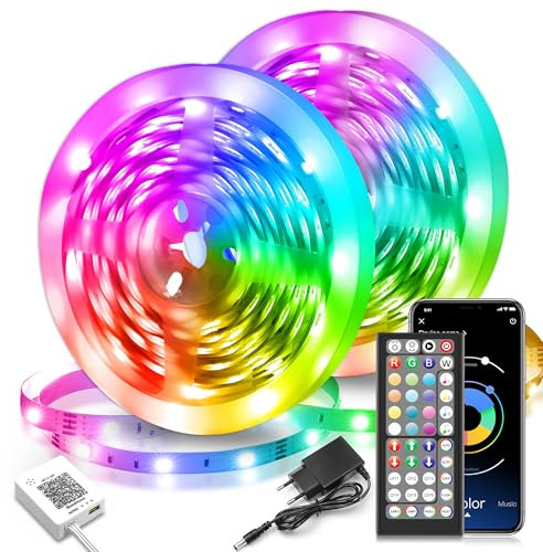 LED Strip 30M, RGB LED Streifen mit Fernbedienung und App Musik Sync Timer-Einstellung Dimmbar Farbwechsel LED Lichterkette für Zuhause, TV, Party, Gaming