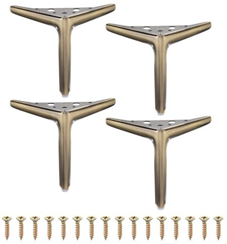 sourcing map 4Pcs Metal Furniture Legs, 6 Inch Triangular Heavy Duty Furniture Feet DIY Replacement Dresser Legs for Bed, Table, Cabinet, Sofa Chair(Bronze)