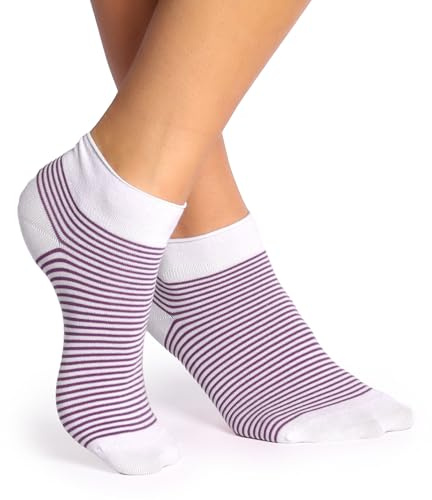 alber’s SENSITIVE MINI – Pack da 5 paia di calze da donna in cotone con polsino estensibile, senza elastico, super comfort, col. fantasia 2 | 39-41