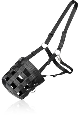 Equinate Grazeguard med stoppade band cob/helblod | Steglöst justerbar och ergonomisk munkorg för hästar och ponnyer | Reglerar foderabsorptionen | Perfekt för dagligt arbete