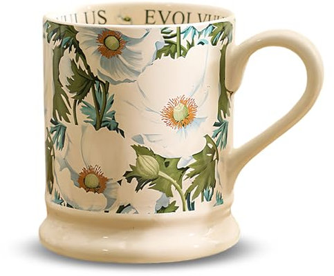 Oriental riverkit Tasse à Café en céramique, 380 ml Rétro Tasse à thé, Motif floral Classique, Grandes Tasses en Céramique, Tasses à Chocolat Chaud pour Cappuccino, Espresso ou Thé (blanc)