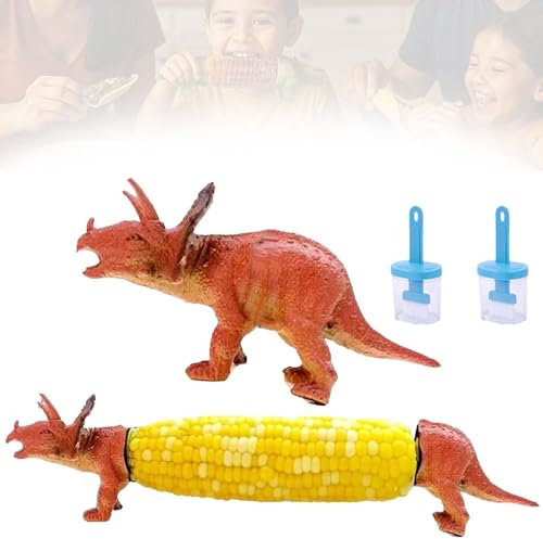 Porte-éPis de MaïS Dinosaure, Brochettes de Barbecue Pour éPis de MaïS, Avec 2 Brosses à Huile, Dents Uniques En Acier Inoxydable Pour Enfants Et Adultes(Style 4)