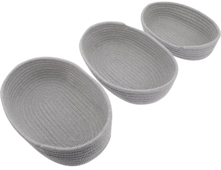 Yardenfun 3 piezas Cestas de Almacenamiento de Cuerda de Algodón Plegables y Tejidas Organizador Versátil para Juguetes Baño y Lavandería Diseño Decorativo Gris Pequeño Mediano y Grande