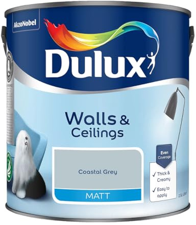 Coastal Grey Walls & Ceilings Matt Emulsion Paint 2.5L – Smooth Creamy Finish, Quick Dry, Low VOC, Easy Application for Interior Walls & Ceilings