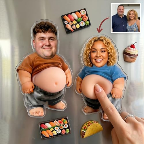Magnete Personalizzato con Foto – Calamita Frigorifero Squishy Pancia Personalizzata da Stringere, Calamite Personalizzate Pancia in Acrilico e Silicone, Foto Regalo Divertente per Donna, Uomo e Amici