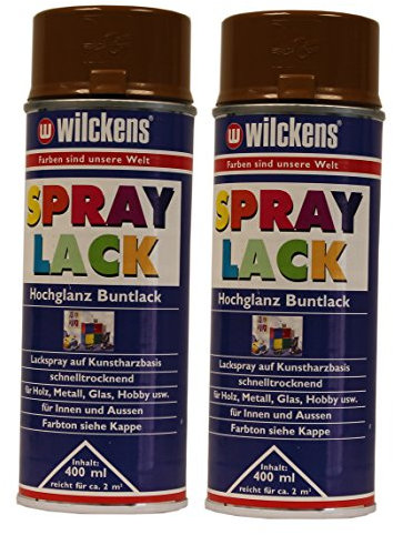 2 x Wilckens Spraylack Hochglanz Buntlack 400ml, Farbe (RAL):RAL 8003 Lehmbraun