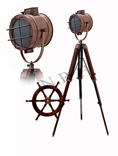 Lámpara de pie de estudio de cobre industrial vintage náutica para decoración del hogar y la oficina