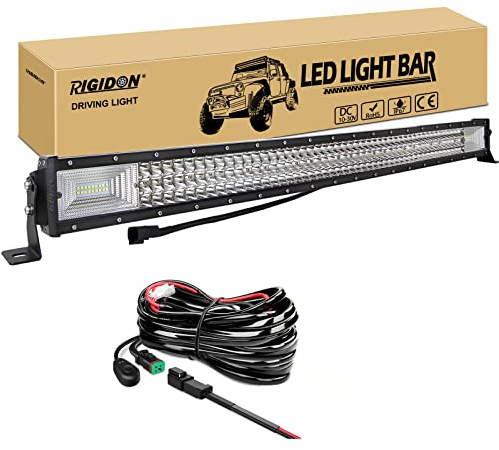 RIGIDON Wasserdicht dreireihige Led lichtleiste kfz mit 12v kabelbaum kit, 42 Zoll 105cm 540W offroad beleuchtung für Auto SUV ATV, UTV, LKW 4x4, Fahrzeuge, 6000K Weiß led nebelscheinwerfer led bar