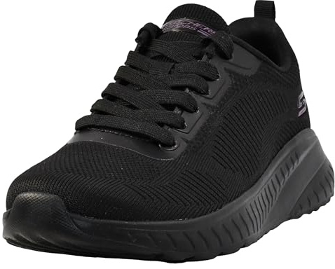 Skechers Women's BOBS Squad Chaos FACE Off Sneaker, Black Engineered Knit/Trim, 3 UK