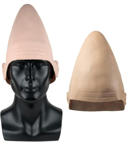 Masque d'horreur d'Halloween,Casquette latex extraterrestre Cosplay Couvre-chef Oeuf Couvre-tête conique Casque Accessoires carnaval de Noël Festival Équipements de coiffure de fête,23*30 cm