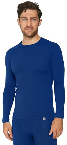 DANISH ENDURANCE Thermal Top for Men, Merino Wool Base Layer Men, Long Sleeve Warm Thermal Underwear, Navy, S
