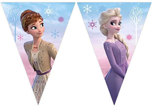 Procos 93843 Flag Banner Frozen 2 Wind Spirit, FSC® Mix, Hanging Decoration, Garland, Birthday, Theme Party