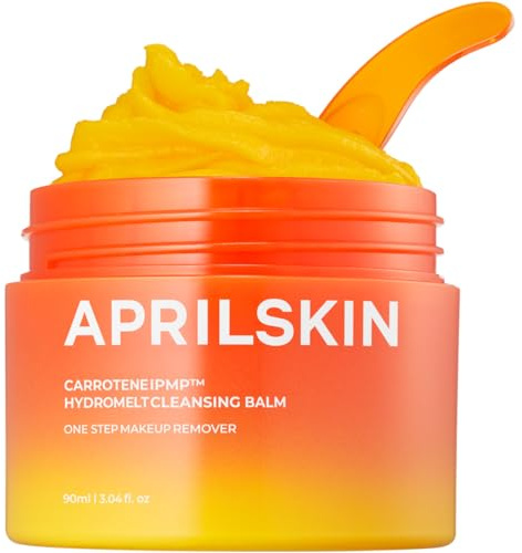APRILSKIN Carrotene IPMP Hydromelt Cleansing Balm, 3.04 fl.oz, Noncomedogenic, Grapefruit Peel Oil, O-Cymen-5-Ol helps reduce blackheads & breakouts, for sensitive & oily skin, Korean Skincare
