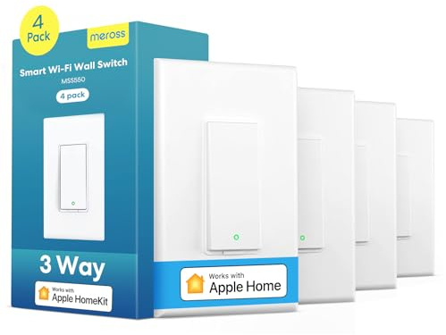meross 4 Pack 3 Way Smart Switch Smart Light Switch Supports Apple HomeKit, Siri, Alexa, Google Assistant & SmartThings, Wall Switch Neutral Wire Required, Remote Control Timer