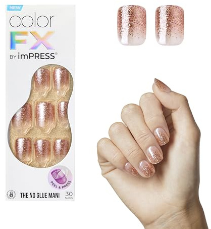 KISS imPRESS No Glue Mani Press On Nails, Color FX, 'Dimension', Neutral, Short Size, Squoval Shape, Includes 30 Nails, Prep Pad, Instructions Sheet, 1 Manicure Stick, 1 Mini File