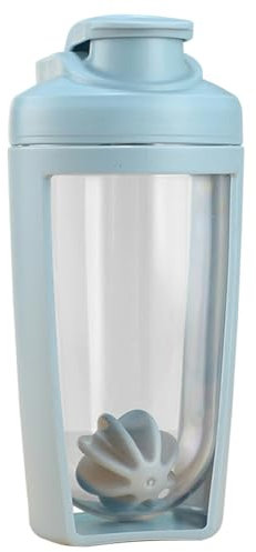 Kexpery 500 ml Protein-Shaker-Flasche mit Schneebesen, Ball, Sport-Wasserflasche, auslaufsicher, Proteinpulver, Mixbecher für Proteinmischungen, Supplement-Shakes (blau)