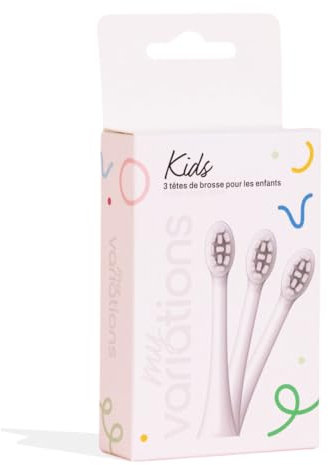 My Variations ® - Pack 3 Têtes de Brosse À Dents Électrique Sonique Pour Enfants - Recommandé par les Dentistes - Poils Souples en Nylon Dupont - Dès 3 Ans