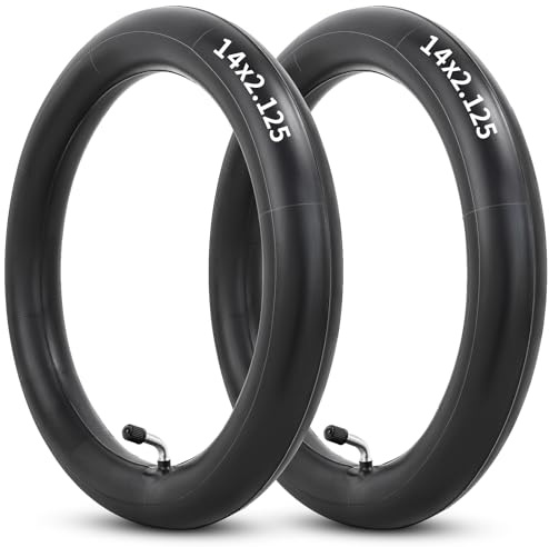 14x2.125 Butyl Bike Inner Tube, 14 Inch Bike Tube with CR202 Bent Valve Stem Compatible with Most 14x1.90 14x1.95 14x2.0 14x2.10 14x2.125 Electric Scooters Electric Bicycle E-Bike Tire Tube 2Pcs