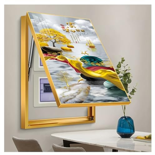 Distribution Box Decorative Painting, Wall Hanging Painting with Hydraulic Rod Supports, Creative Switch Box Electric Panel Cover, for Office Restaurant Home Decoration(G,30x40 cm/11.8x15.7 in)