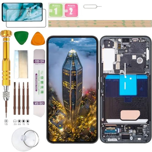 Gadget Troops Pantalla LCD (sin huellas dactilares) para Samsung Galaxy S22 SM-S901B/DS, S901B, S901U, S901U1, S901W, S901N, S9010, S901E (negro)
