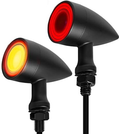 ZENTHOR Motorcycle LED Turn Signals - 2PCS Black Bullet Rear Blinkers Indicator Motorcycle Tail Lights Compatible with Honda Yamaha Suzuki Kawasaki Harley Sportster Dyna