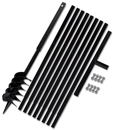 Fence Post Auger, Manual Garden Earth Auger Post Hole Digger Ground Drill with Handle 120 mm with Extension Tube 9 m Steel