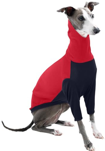 Whippet Pullover fleece, Whippet tröja med polokrage italiensk Greyhound kappa fleece hundjacka valptröjor för små hundar (röd, M)