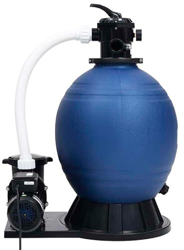 Impianto di filtraggio a sabbia con valvola a 7 vie e pompa da 1000 W per piscine – Blu Nero | Filtro per piscina ad alte prestazioni per acqua limpida | Durevole e facile da pulire
