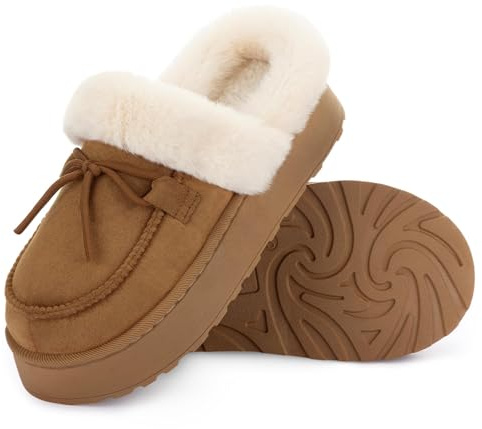 RockDove Pantuflas de plataforma con puntera tipo mocasín para mujer, 39 EU, Castaño